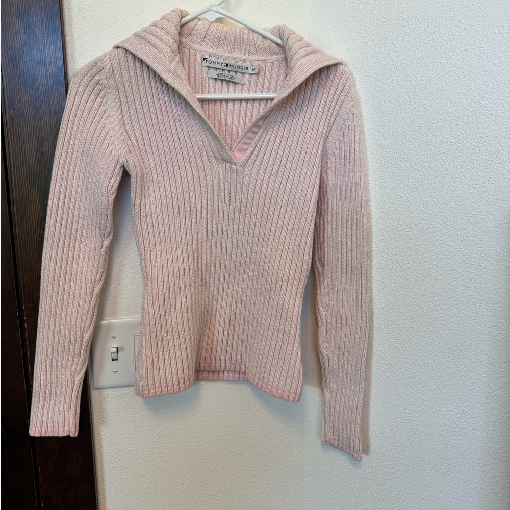Women's Pink Ribbed Sweater by Tommy Hilfiger
